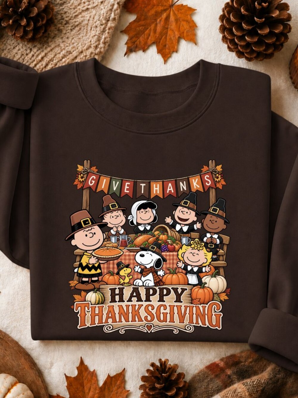 Peanuts Thanksgiving Table Sweatshirt Graphic Sweatshirt Fall Autumn Holiday